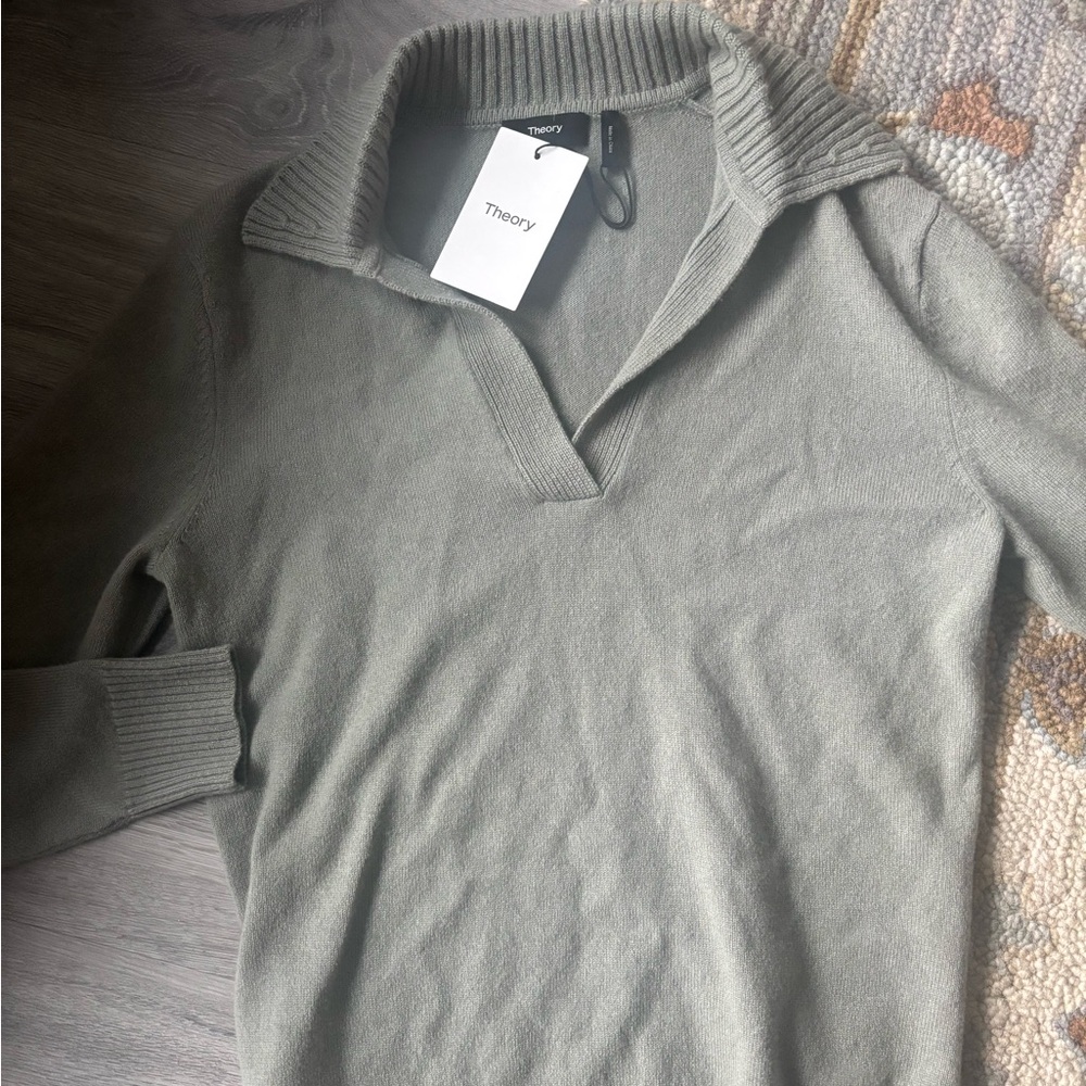 Theory Slouchy Polo Sage Green S